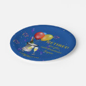 退職祝いスパークリングワインブルー ペーパープレート (アングル)