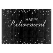 退職祝いブラックとシルバースパーク カッティングボード (正面)