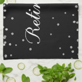 退職祝いブラックとシルバースパーク キッチンタオル (折り畳み)