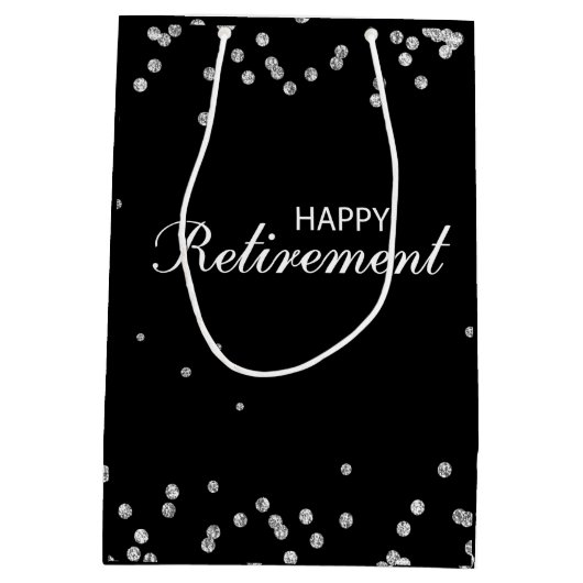 退職祝いブラックとシルバースパーク ミディアムペーパーバッグ (裏面)