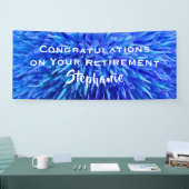 退職祝いブルーフローラクローズアップ 横断幕 (トレードショー)