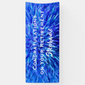 退職祝いブルーフローラクローズアップ 横断幕 (縦)