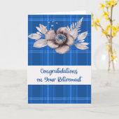 退職祝いブループレイド&フラワー カード (黄色い花)