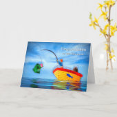 退職祝い冷却と魚釣り カード (黄色い花)