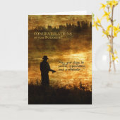 退職祝い漁師魚釣り カード (黄色い花)