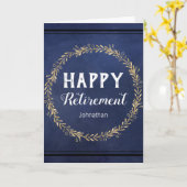 退職祝い用 フォイル紙の花輪 青いカード カード (黄色い花)