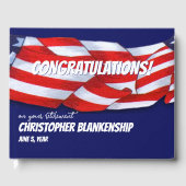 退職祝い赤白青バンティング ゲストブック (正面)