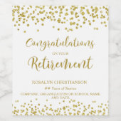 退職祝い金ゴールド紙吹雪ワインラベル ワインラベル (シングルラベル)