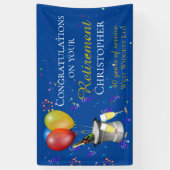 退職祝い ポップ おめでとう ブルー 横断幕 (縦)