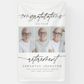 退職祝モダンい写真 横断幕 (縦)