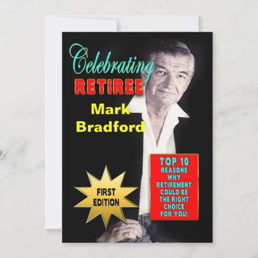 退職祝賀会招待状 - 雑誌の表紙 招待状 (正面)