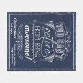 退職素晴らし青モダン退職引用文 フリースブランケット (正面(横))