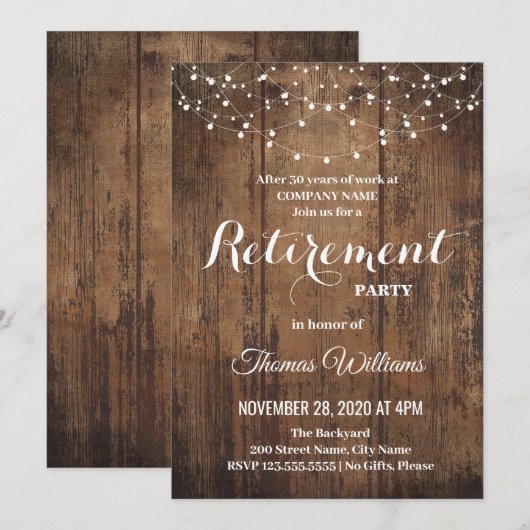 退職素朴招待状 (正面/裏面)