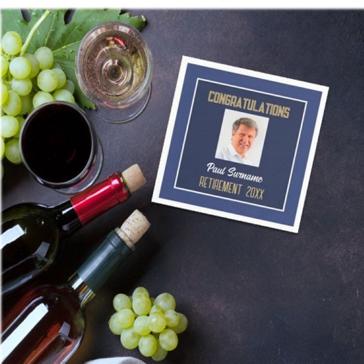退職者おめでとう!フォトリタイアナプキン スタンダードカクテルナプキン