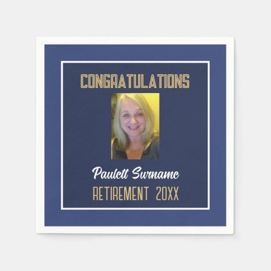退職者おめでとう!フォトリタイアナプキン スタンダードカクテルナプキン (正面)