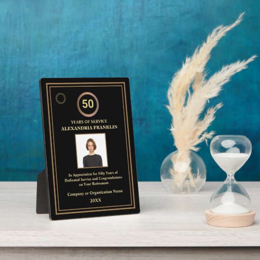 退職者の勤続年数の写真賞 フォトプラーク (側面)