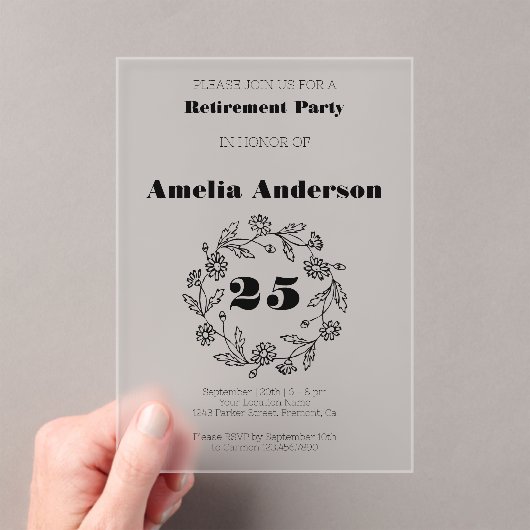 退職花モダン黒 アクリル招待状 (インサイチュ (ポータブル))