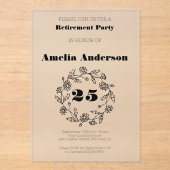 退職花モダン黒 アクリル招待状 (正面)