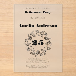 退職花モダン黒 アクリル招待状