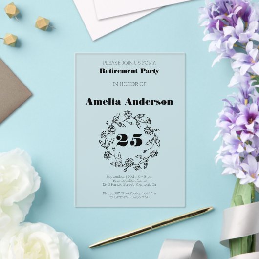 退職花モダン黒 アクリル招待状 (インサイチュ (ウェディング))