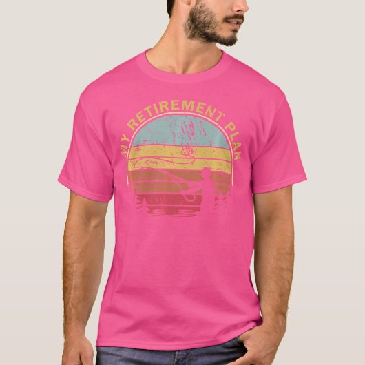 退職計画のおもしろい魚釣りスローガン Tシャツ (正面)