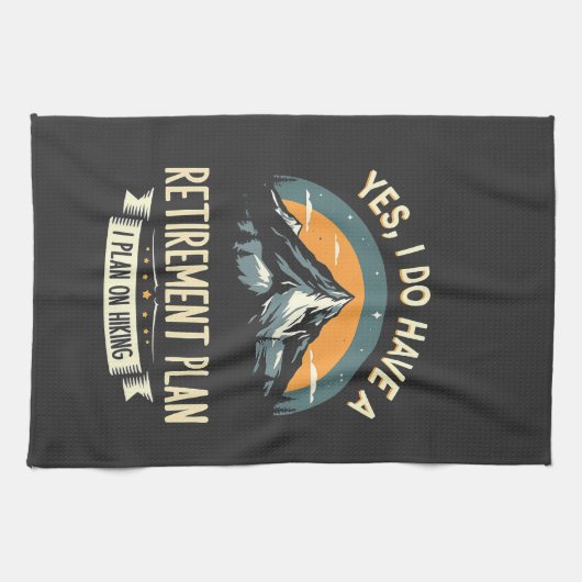 退職計画ハイキングおもしろいパパアウトドアハイキング キッチンタオル (横)