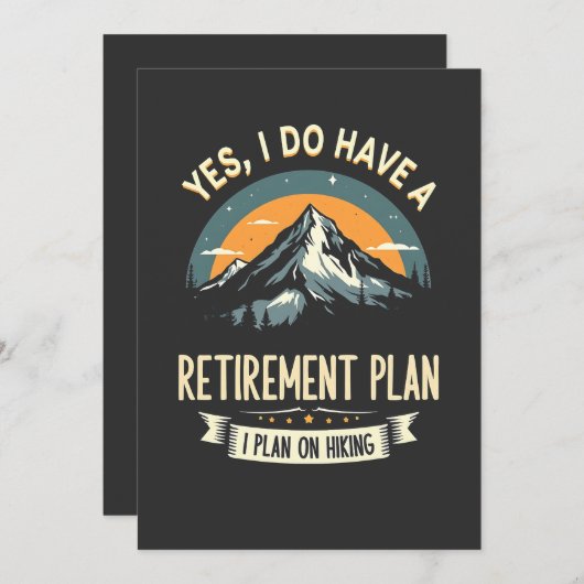 退職計画ハイキングおもしろいパパアウトドアハイキング 招待状 (正面/裏面)