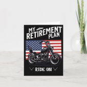 退職計画モーターサイクリストバイクもしくは自転車に乗る人おめでとう カード (正面)