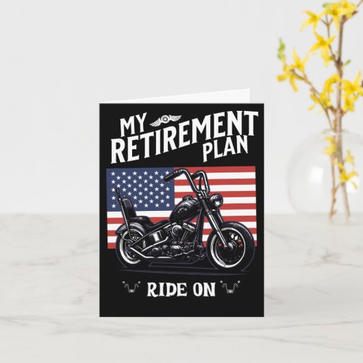 退職計画モーターサイクリストバイクもしくは自転車に乗る人おめでとう カード (黄色い花)