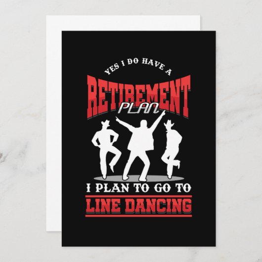 退職計画ライン踊りカウボーカントリーミュージック 招待状 (正面/裏面)