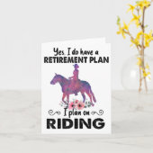 退職計画乗馬馬好きホおもしろいー カード (黄色い花)