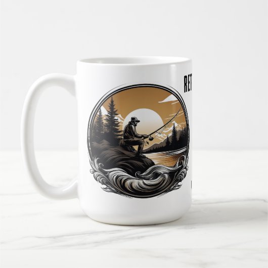 退職計画魚釣りコーヒーカップ コーヒーマグカップ (左)