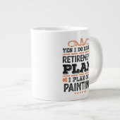 退職計絵を描画の贈り物おもしろい ジャンボコーヒーマグカップ (正面右)