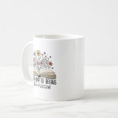 退職記念の新しい章の本の花のデザイン コーヒーマグカップ (正面左)