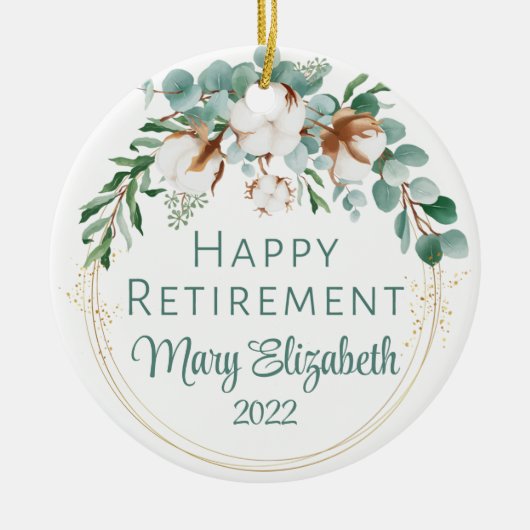 退職記念オーナメントコットン&ユーカリ セラミックオーナメント (正面)