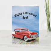退職赤と白レトロ車 カード (正面)