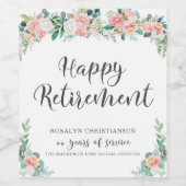 退職赤面ピンクフローラ勤続年数 ワインラベル (シングルラベル)