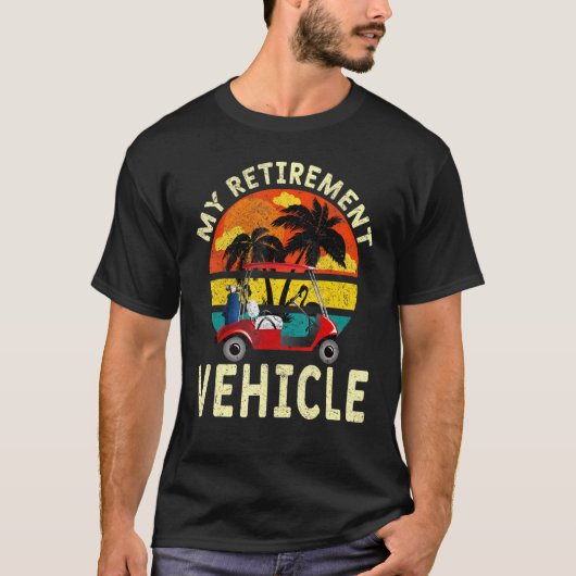 退職車ゴルフカートのゴルファーカッコいい1 Tシャツ (正面)