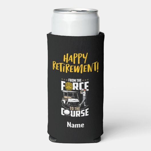 退職退職したパーティーのゴルフ警察官 スリム缶クーラー (Seltzer正面)