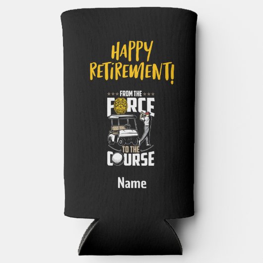 退職退職したパーティーのゴルフ警察官 スリム缶クーラー (正面)