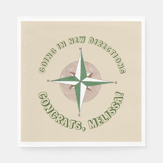 退職遠くにパーティー新方位コンパス スタンダードランチョンナプキン (正面)