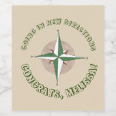 退職遠くにパーティー新方位コンパス ワインラベル (シングルラベル)