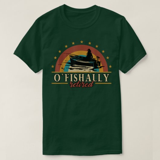 退職金の退職したヴィンテージおもしろい魚釣り Tシャツ (デザイン正面)