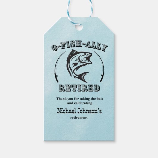 退職金のO-Fish関連の退職した魚釣り ギフトタグ (正面)