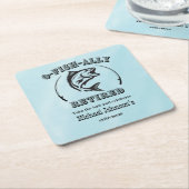 退職金のO-Fish関連の退職した魚釣り スクエアペーパーコースター (アングル)