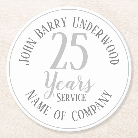 退職金または長期サービスパーティー ラウンドペーパーコースター (正面)