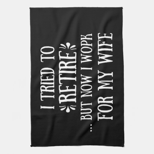 退職金を引き取おもしろいろうとし男性へた キッチンタオル (縦)