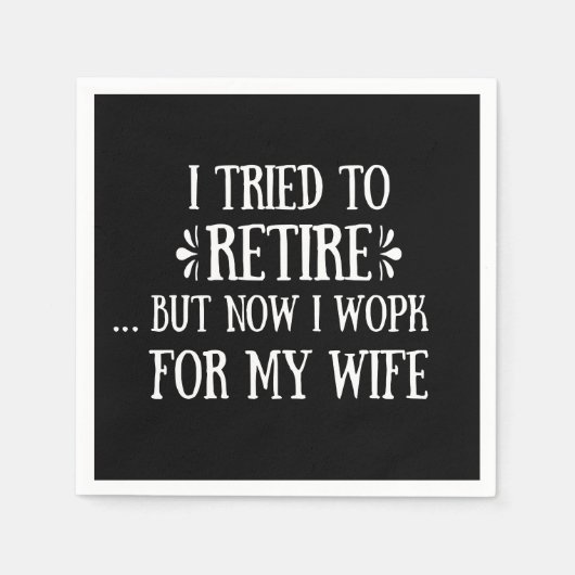 退職金を引き取おもしろいろうとし男性へた スタンダードカクテルナプキン (正面)