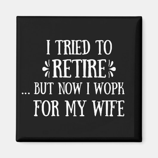 退職金を引き取おもしろいろうとし男性へた マグネット (正面)