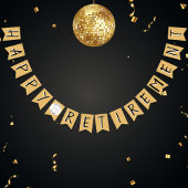 退職金ゴールドフェイクおめでとうパーティー バンティングフラッグ